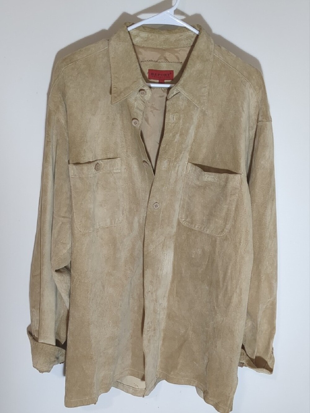 Vintage Report Suede Button-Up Shirt Jacket - Tan, XL